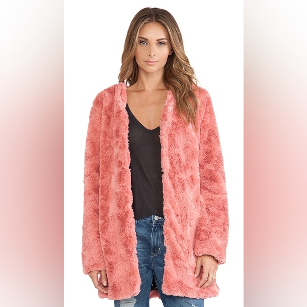 MINKPINK Blush Teddy Jacket, Size Small